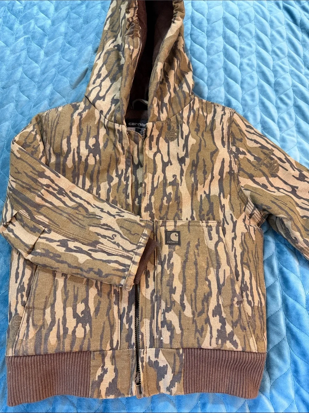 Carhartt Boys' Canvas Active Hooded Insulated Jacket 4T Mossy Oak Camo